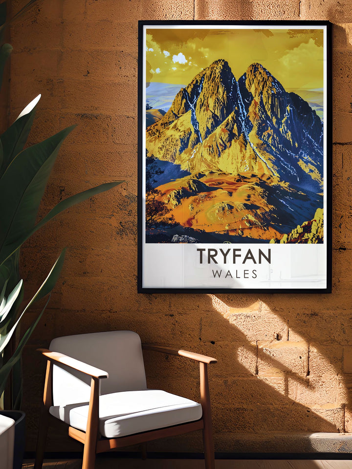 Framed print of Snowdonia Wales with a beautiful depiction of Tryfan Summit and Tryfan Wales perfect for sophisticated home decor