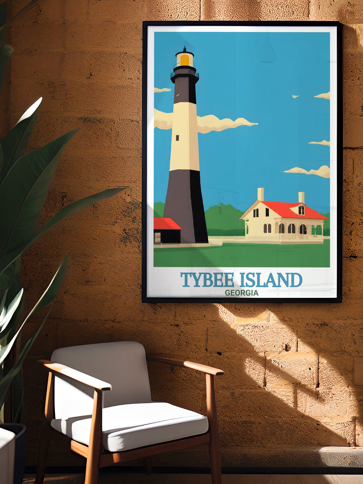 Beautifully detailed Tybee Island Photo featuring Tybee Island Light Station and Museum ideal for adding coastal beauty and historical charm to your home decor.