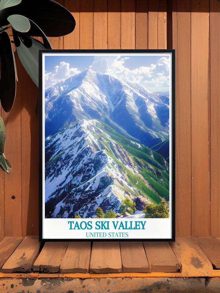 Celebrate the stunning scenery of Kachina Peak with this detailed art print, showcasing the serene snow covered mountains and rugged terrain.