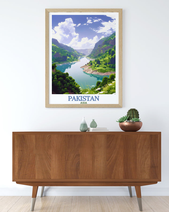 Beautiful Lahore Art Print featuring intricate details of Lahore City Map and the peaceful flow of Jhelum River offering a unique blend of history and natural beauty for wall art