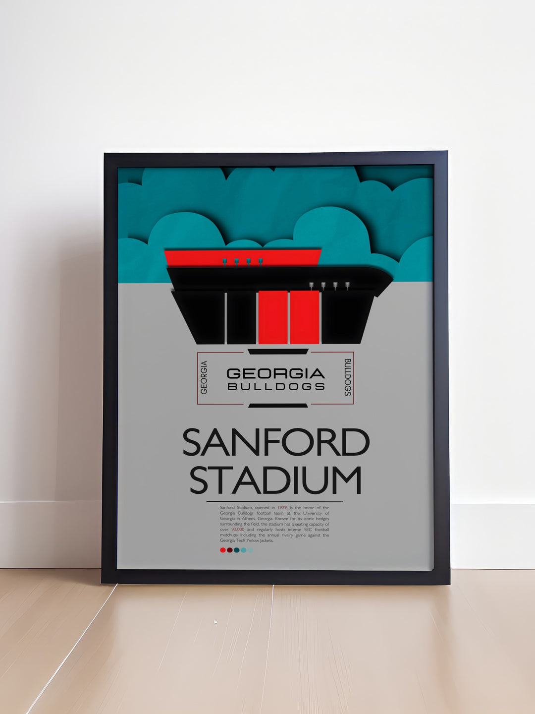 This UGA Bulldogs print featuring Touchdown Jesus at Sanford Stadium makes for thoughtful Fathers Day gifts or a special present for any Georgia Bulldogs fan