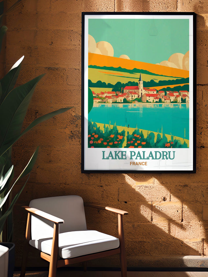 Experience the charm of Saint Pierre de Paladru with this detailed art print, showcasing the villages traditional stone houses and serene atmosphere. The artwork is ideal for bringing a touch of French countryside elegance into your living space.