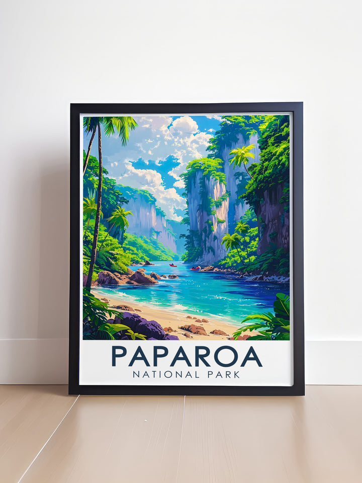 Elegant New Zealand Poster of Pororari River Gorge capturing the serene beauty and tranquil atmosphere perfect for living room decor