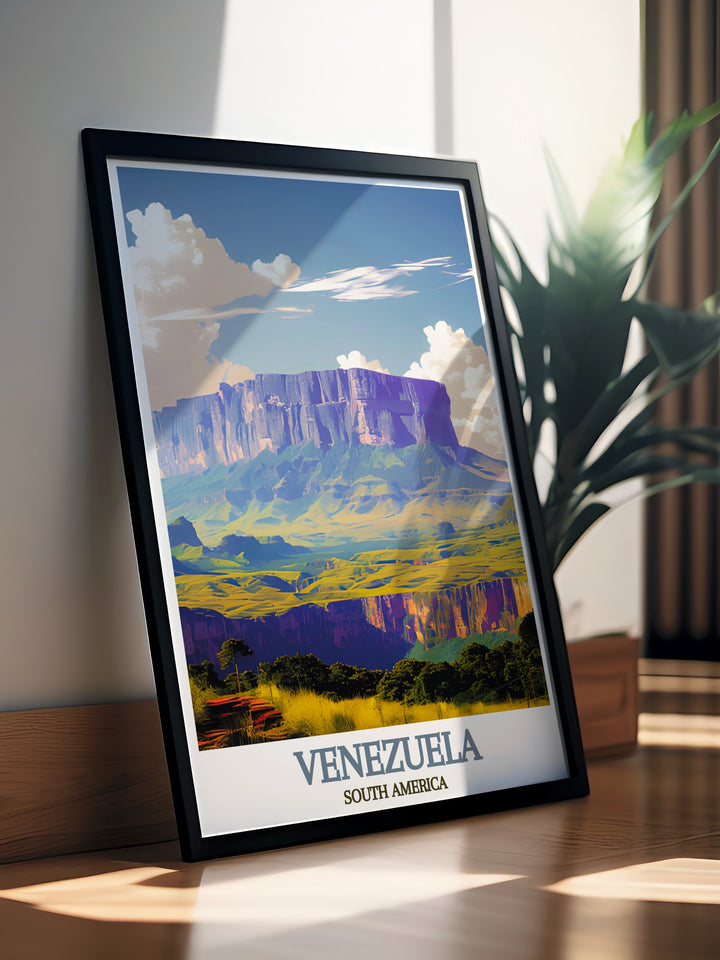 Mount Roraima framed print brings the rugged beauty of Venezuelas unique mountain range into your home offering a breathtaking piece of wall art that inspires adventure and celebrates the majesty of South Americas famous peaks