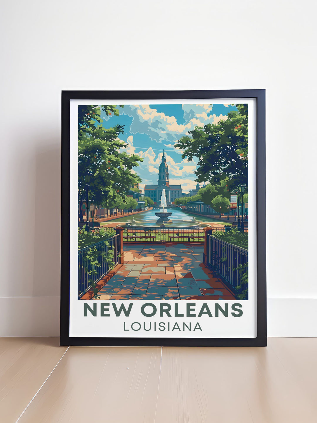Captivating Jackson Square vintage print showcasing the iconic landmark of New Orleans perfect for those who love Louisiana travel art and want to bring a touch of history and charm to their decor