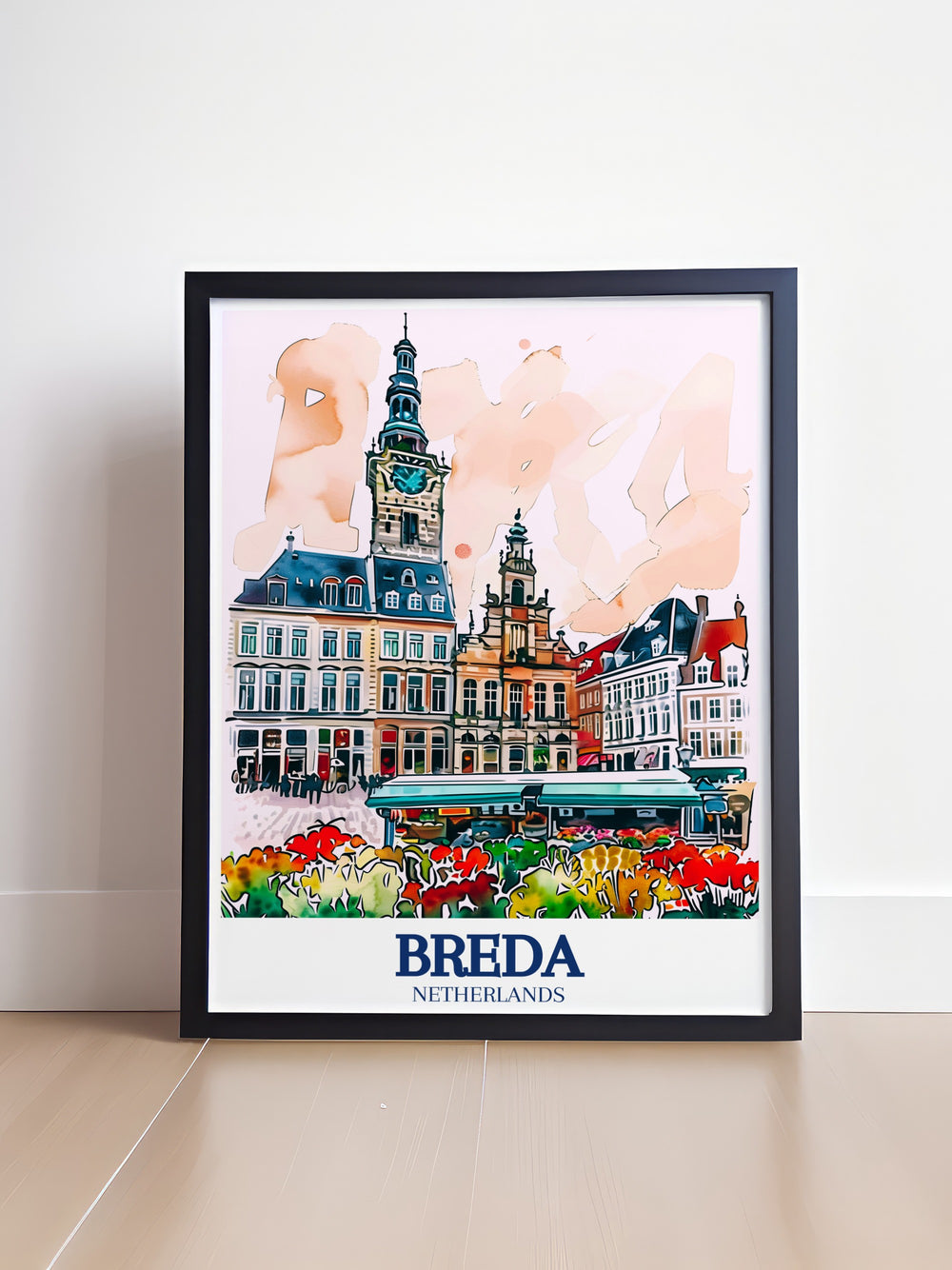 Featuring the iconic Breda Grote Market Square and City Hall this Netherlands travel art print adds a sense of history and culture to your living space. The detailed architecture creates a stunning focal point for any room while celebrating Dutch charm.