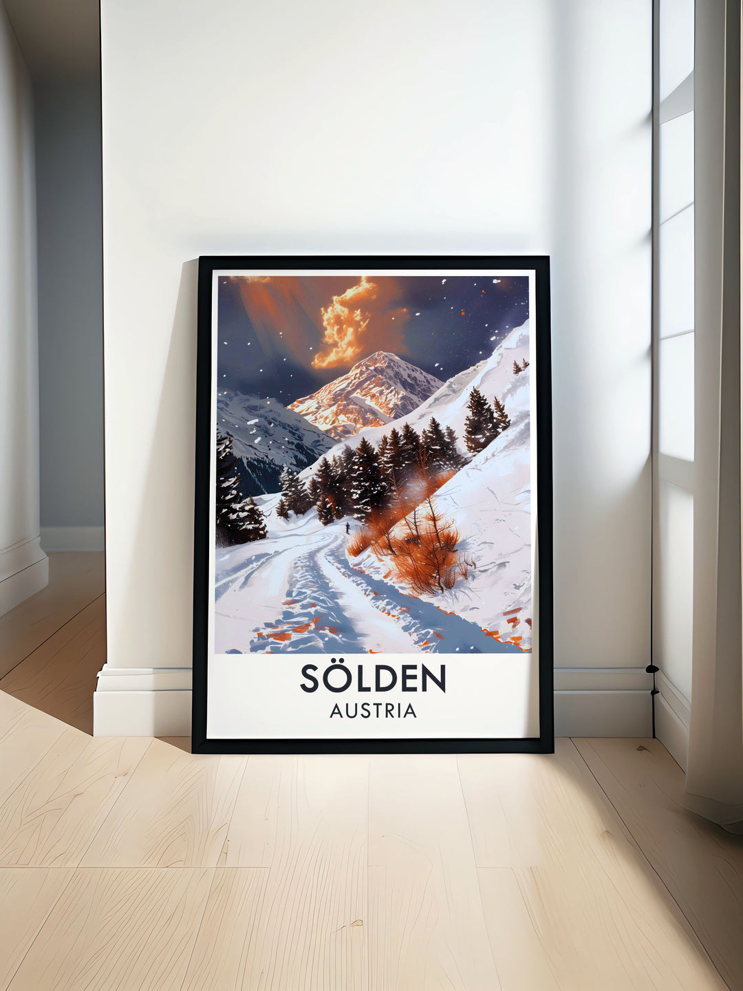 This Solden Snowboarding Vintage Poster captures the spirit of alpine adventure with its classic design and depiction of Rettenbach Glacier. Perfect for anyone who appreciates the thrill of snowboarding or loves winter sports, this artwork will elevate any space.