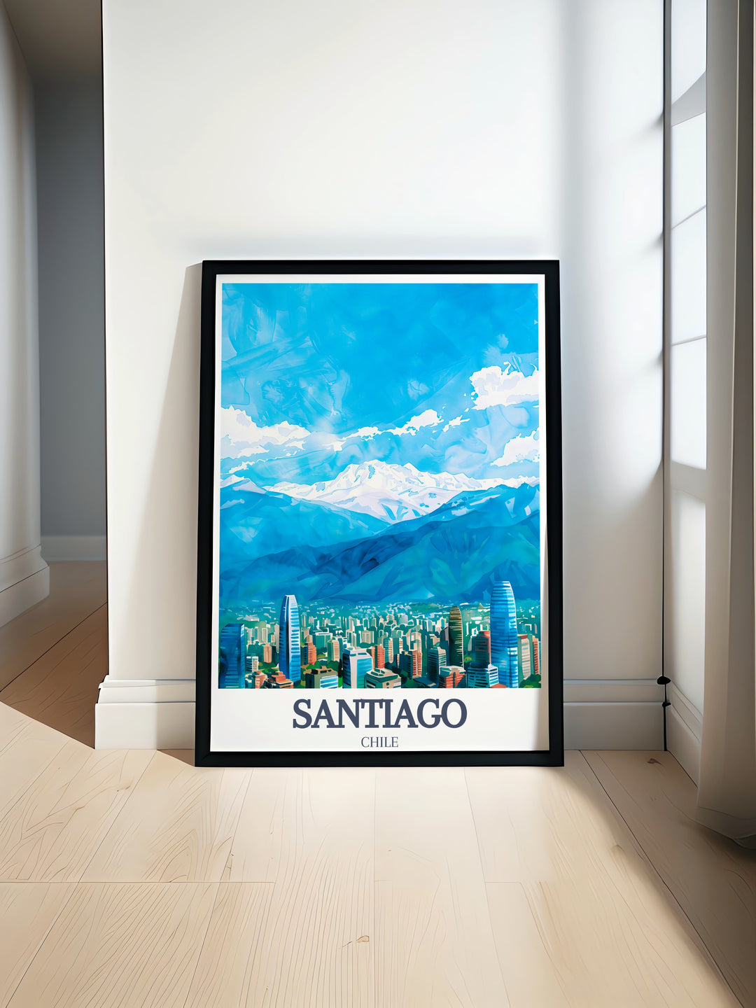 Stunning Santiago cityscape and Andes Mountains print brings the beauty of Spain into your home This Spain wall art is perfect for living rooms bedrooms and offices adding a touch of elegance and natural beauty to your space