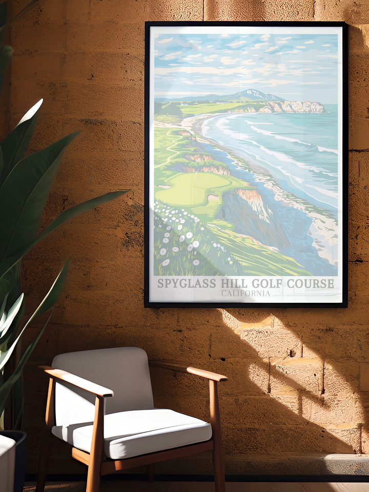 Spyglass Hill Golf Course travel posters capturing the stunning views of the course within Del Monte Forest, California. Perfect for adding elegance to any decor, this travel wall art brings the serene landscapes and vibrant scenery of Spyglass Hill into your home. Each piece is meticulously crafted to reflect the unique charm of the course.