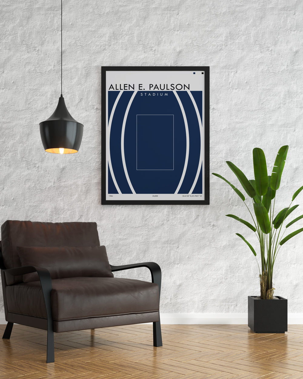 Paulson Stadium Modern prints featuring Georgia Southern Eagles football art ideal for retro college posters and college football fans