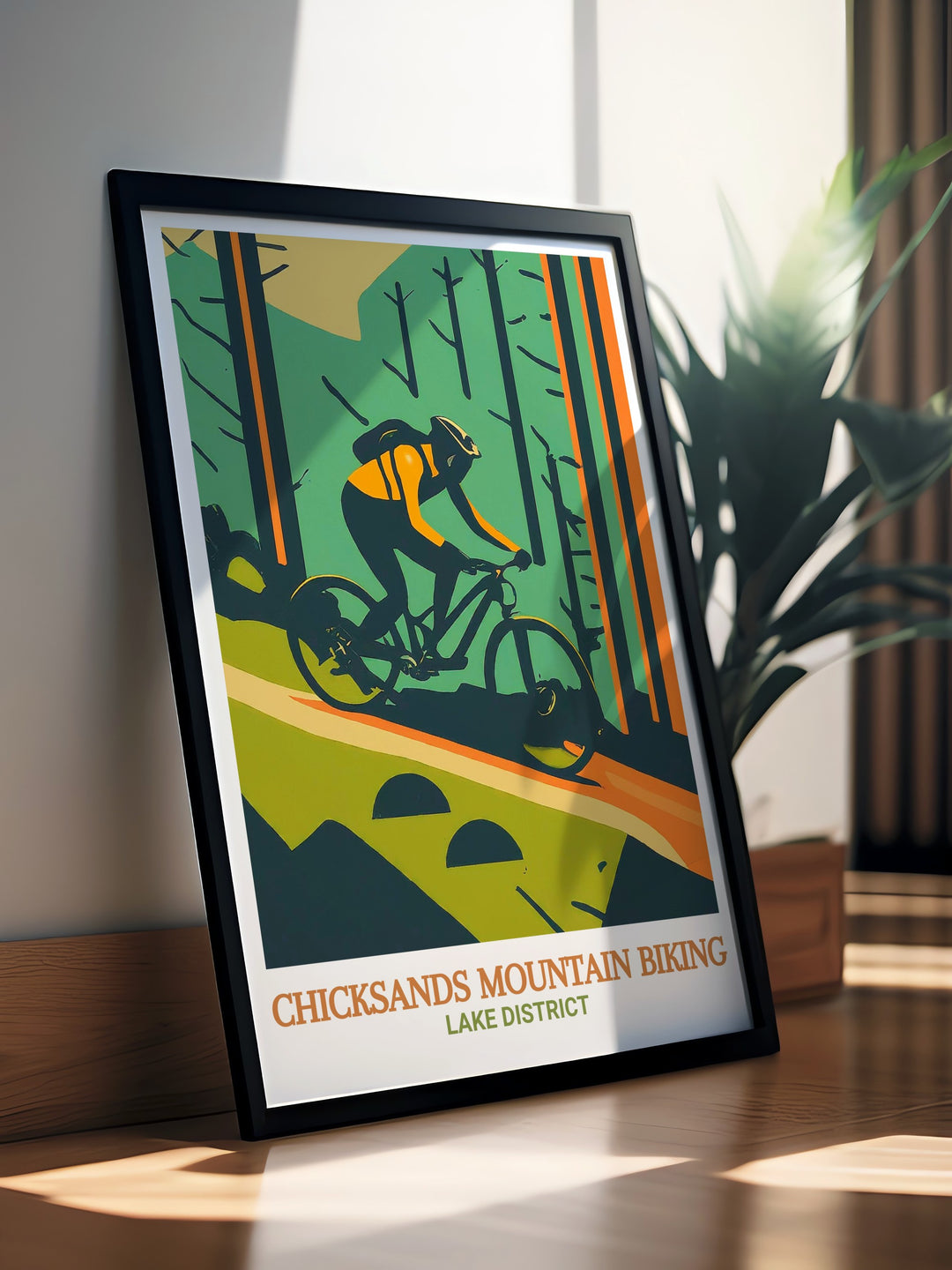 Celebrate the rugged beauty of the Lake Districts mountain biking routes with this striking cycling art print, capturing the essence of outdoor exploration and the thrill of adventure on two wheels.