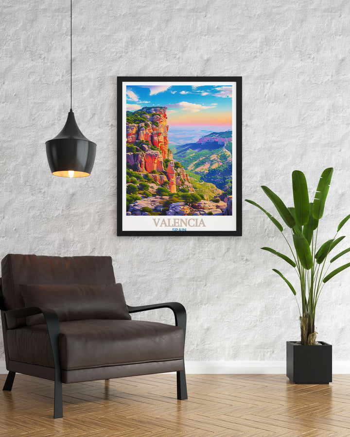 This travel print of Valencia and El Garbí combines urban excitement with natures serenity, making it the perfect piece of art for those who love to explore. The detailed poster highlights both the citys vibrant culture and the tranquil beauty of Spains natural landscapes.