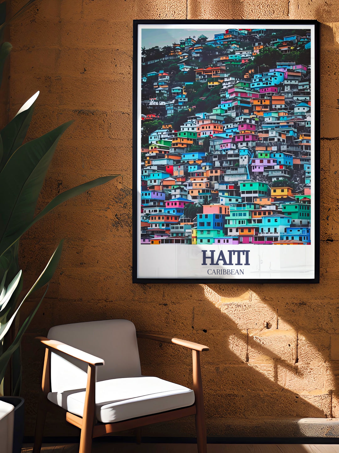 Explore the dynamic beauty of Haiti through this travel print, which highlights the energy of Port au Prince and the creative spirit of the Jalousie neighborhood. A great gift for those with a love for Caribbean landscapes.