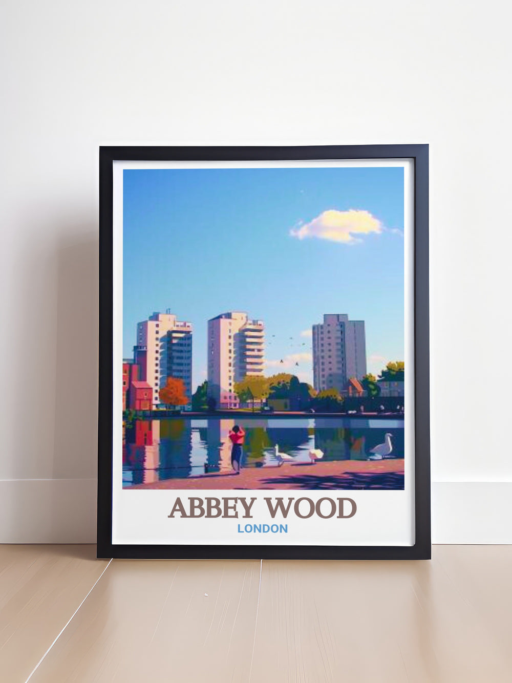 Framed print of Abbey Wood London featuring the iconic Lesnes Iron Window and the peaceful surroundings of Southmere Lake an ideal choice for those who appreciate Londons hidden gems and want to bring a touch of history into their decor