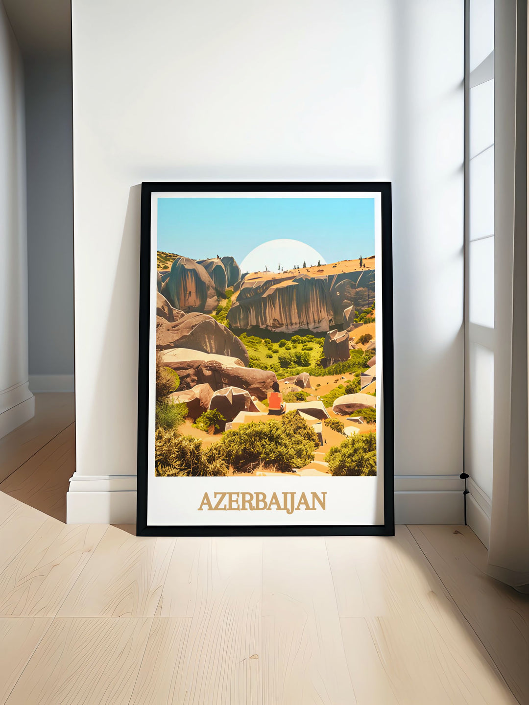 Yanar Dag modern art print featuring the dramatic and fiery landscape of Azerbaijans Burning Mountain this stunning artwork highlights the intense flames and rugged terrain offering a vibrant and dynamic addition to any room perfect for home or office decor