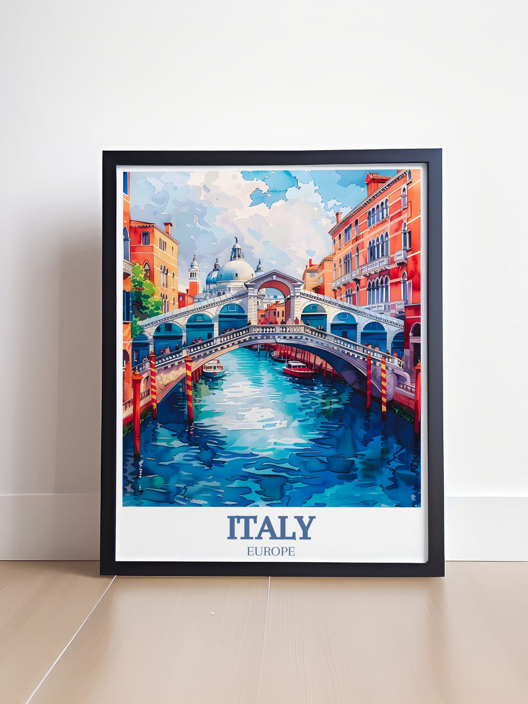 A stunning wall art piece showcasing the scenic views of the Grand Canal and its surroundings. The tranquil atmosphere invites viewers to experience the magic of Italy, making it a perfect addition to any decor.