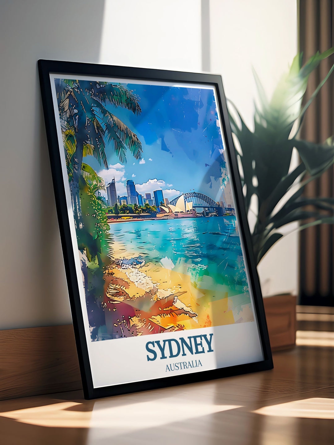 Elegant Sydney Harbour Bridge and Sydney Opera House vintage print perfect for home decor or as a thoughtful gift showcasing the beauty and majesty of Sydneys most famous landmarks in a timeless and sophisticated design