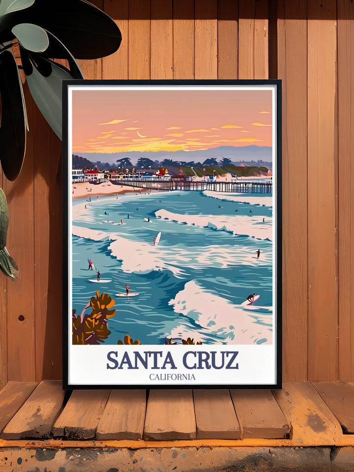 Modern prints of Santa Cruz Beach Boardwalk and Santa Cruz Wharf ideal for creating stylish and inviting spaces vibrant California artwork that enhances any room with the spirit of Santa Cruz perfect for home decor and Santa Cruz posters.