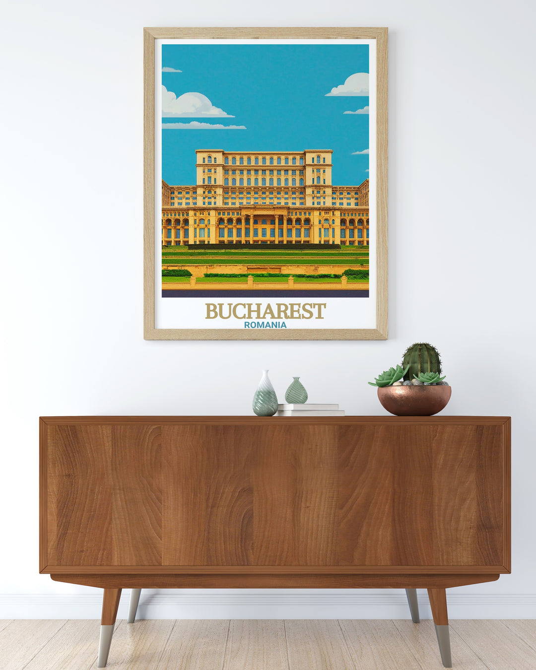 Our Palace of the Parliament travel print highlights Romanias most iconic architectural landmark, set against the vibrant cityscape of Bucharest. A stunning canvas art piece that celebrates Romanias rich history and urban beauty, perfect for lovers of travel and culture.