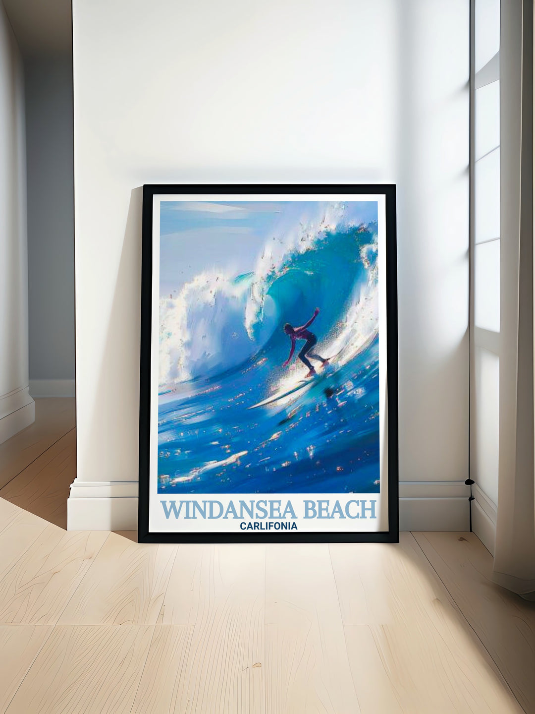 San Diego Poster featuring beautiful rock formations and Surfing Waves at Windansea Beach perfect for beach lovers and art enthusiasts. This vintage California poster is ideal for wall art and makes a great personalized gift for any occasion.