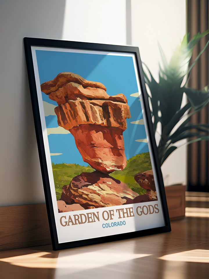 Elegant Balanced Rock artwork from Gardens Of The Gods Colorado travel art perfect for gifts and home decoration