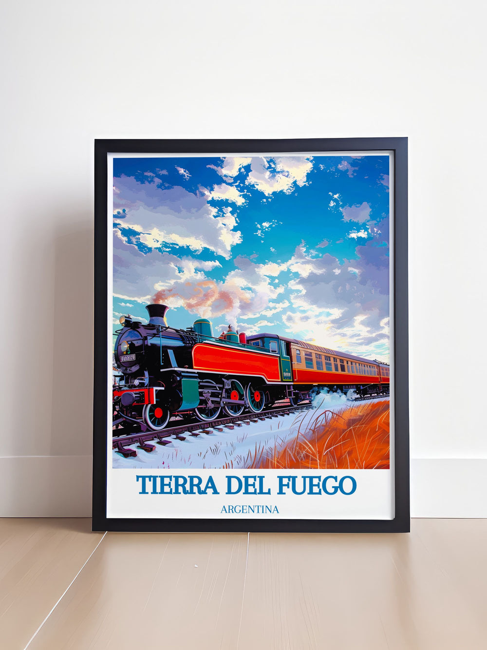 Experience the wild beauty of Tierra del Fuego with this detailed art print, showcasing its dramatic coastlines and serene lakes.