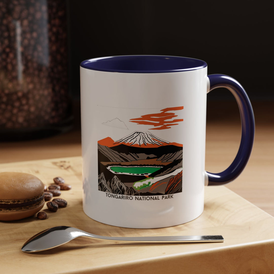 This Tongariro National Park New Zealand mug showcases picturesque landscapes of New Zealand's famous park in vivid colors. Perfect for daily use, it is microwave safe and dishwasher safe. A practical and artistic mug that makes a meaningful gift or personal keepsake for lovers of travel and nature.