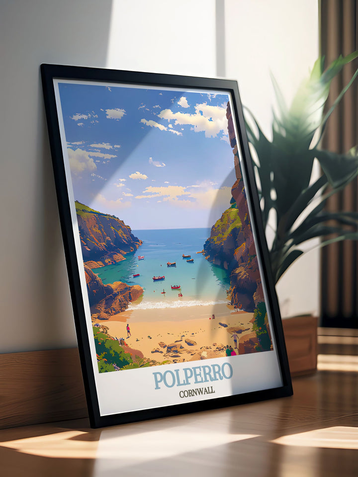 Stunning Polperro Beach artwork highlighting the picturesque fishing village of Polperro Cornwall making it a great addition to any home decor