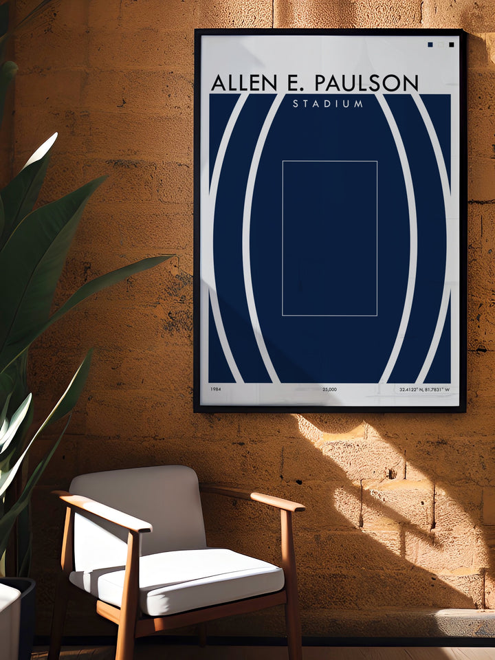 Elegant Paulson Stadium Framed Prints depicting Georgia Southern Eagles football for stunning living room decor and home decor enthusiasts