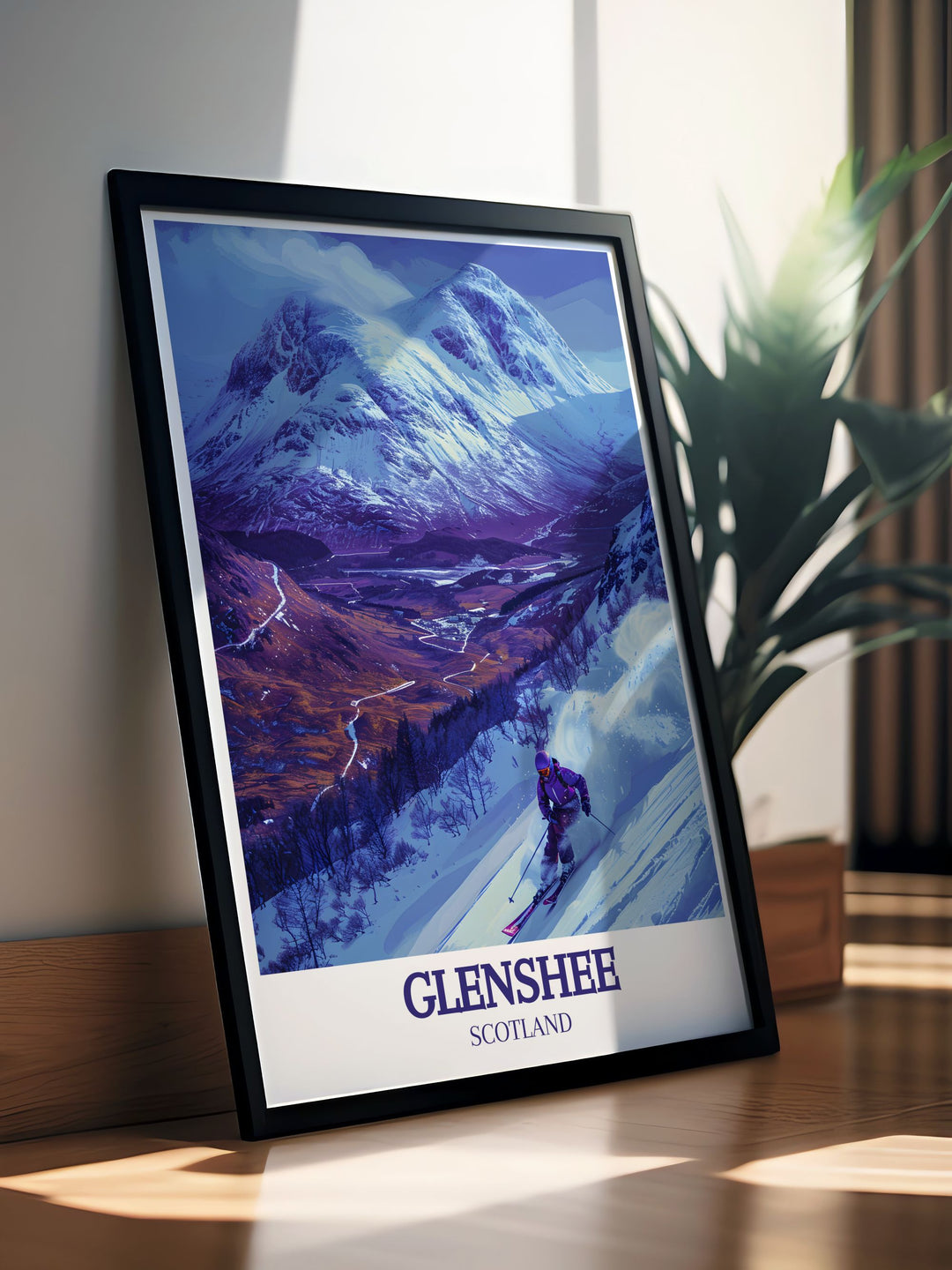 This detailed art print of Glenshee Ski Resort highlights the resorts extensive ski runs and vibrant winter atmosphere. Perfect for ski enthusiasts, this poster captures the thrilling experience of skiing in the Scottish Highlands.