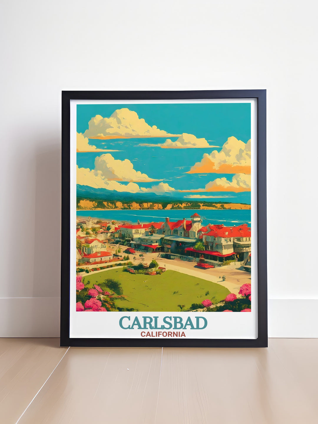 This Carlsbad Village wall art captures the spirit of the California coast with its detailed map and modern design. Perfect for any room in the house, this travel print brings a sense of adventure and relaxation into your home decor.