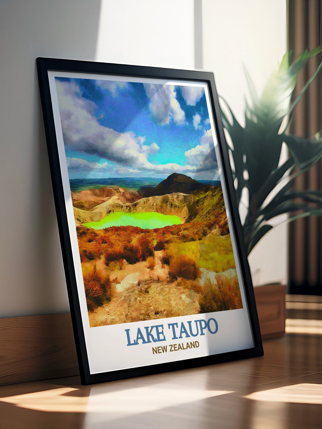 Tongariro National Park Framed Art presenting a stunning view of the parks iconic landscapes, expertly crafted with rich colors and textures that highlight the unique and diverse environments of New Zealand. This framed art adds a sophisticated touch to any room, celebrating the beauty of Oceanias natural heritage.