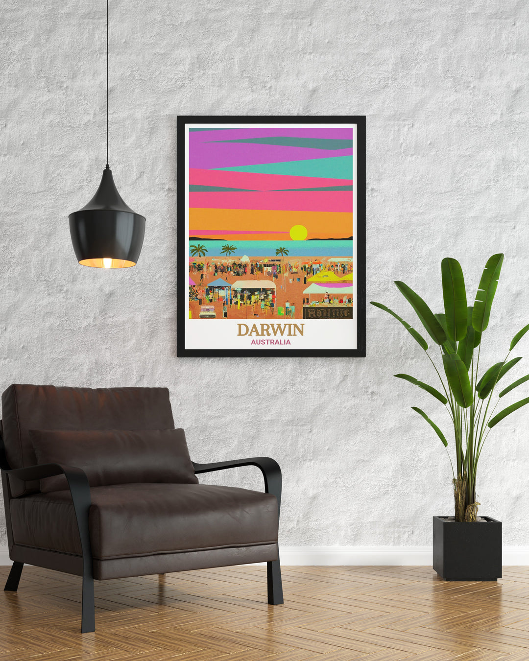 Mindil Beach Sunset Markets print capturing the essence of Darwins multicultural community. This Australia travel poster is ideal for those who appreciate the beauty of the natural world combined with the vibrancy of local markets, making it a perfect piece for home decor.