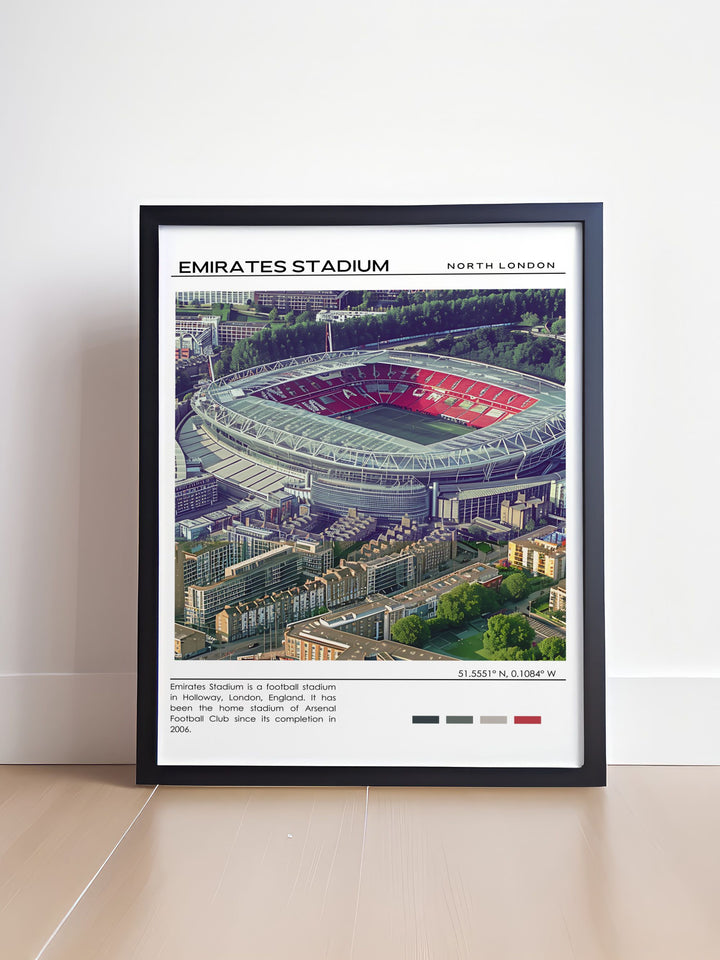 Scenic art piece of Emirates Stadium, emphasizing its importance as a landmark for Arsenal supporters.