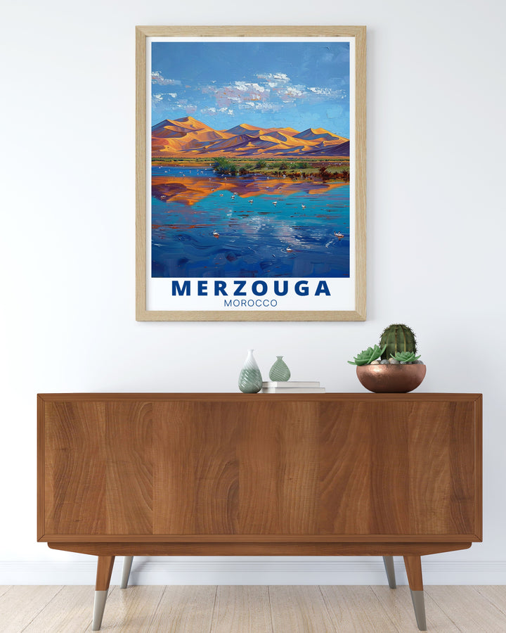 Merzouga Art Print captures the breathtaking vistas of Morocco while Dayet Srji Lake Wall Art offers a serene complement Perfect for anyone looking to enhance their decor with vibrant and culturally rich artwork from one of the worlds most beautiful destinations