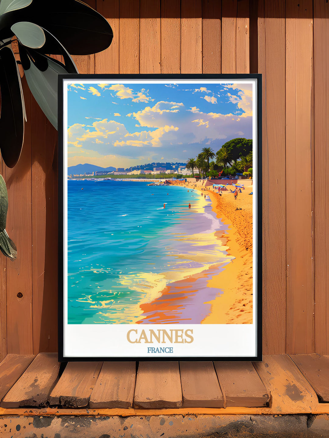 Beautiful Plage de la Croisette home decor capturing the serene energy of Cannes this France art print is an elegant addition to any interior perfect for those who appreciate France travel art and wish to bring a piece of French elegance into their home