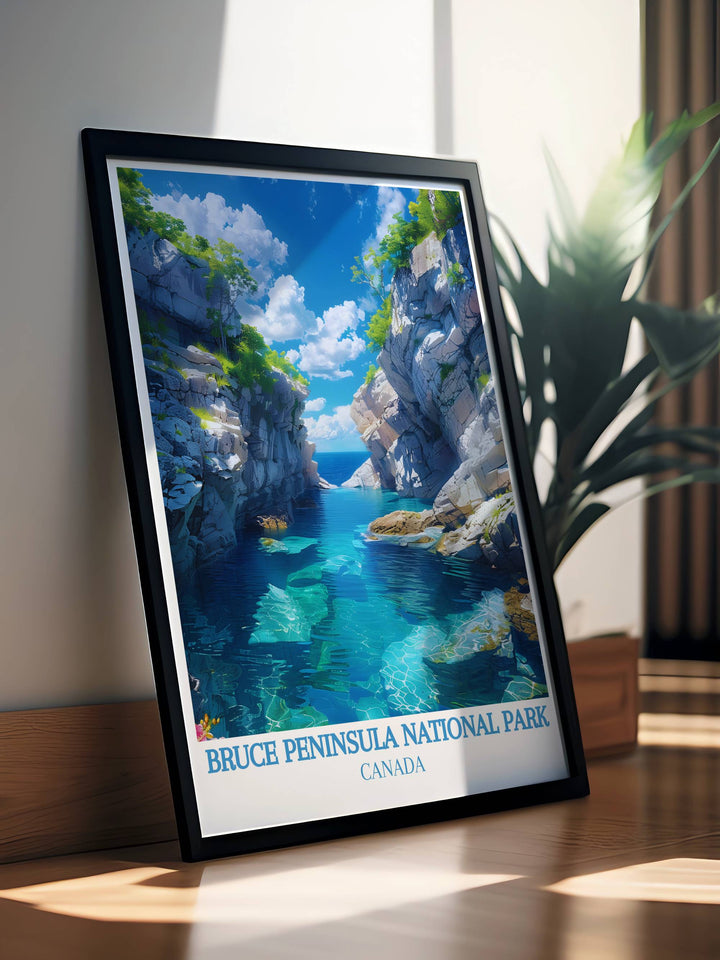 The Grotto Art showcases the stunning natural features of this iconic location making it a must have for any collection of National Park Art and a beautiful representation of Canadas wilderness