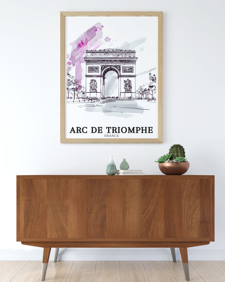 Paris Art Poster featuring Arc de Triomphe at Place de lEtoile Champs Elysees is an elegant addition to any home décor bringing the beauty and history of Paris into your living space a timeless piece of art for lovers of the City of Light