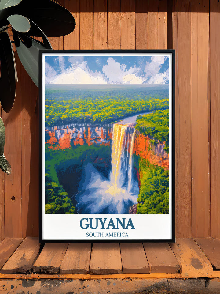 Showcasing the powerful and awe inspiring Kaieteur Falls, this art print captures the dramatic scenery and natural beauty of one of South Americas most iconic landmarks.