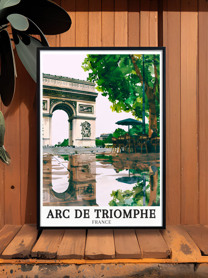 Elevate your home decor with Paris Art Poster that highlights the Arc de Triomphe at Place Charles de Gaulle Place de lEtoile a stunning piece of Paris Artwork that enhances any living room or office space with its elegant design and historical significance