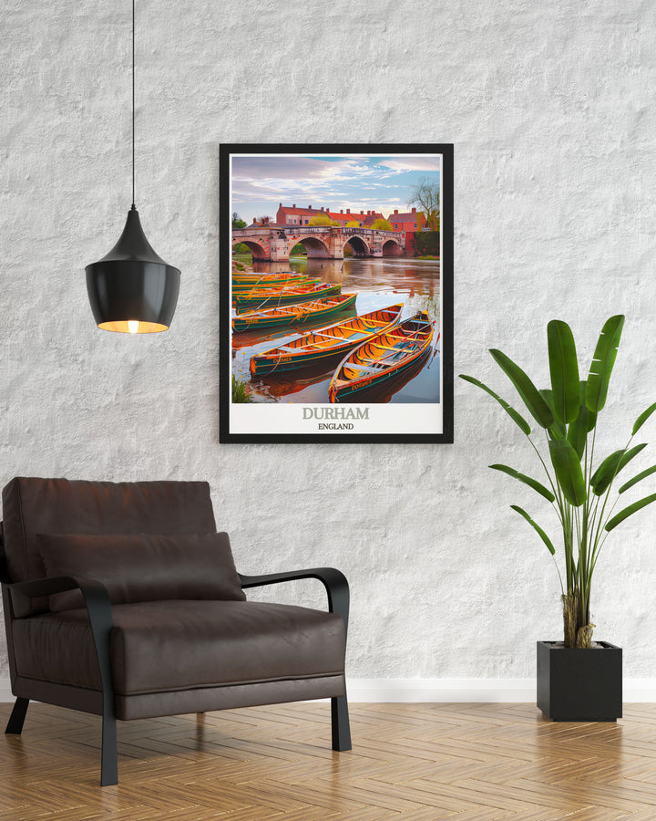 This art print of the River Wear showcases the rivers gentle flow and scenic surroundings, making it a standout piece for any decor.