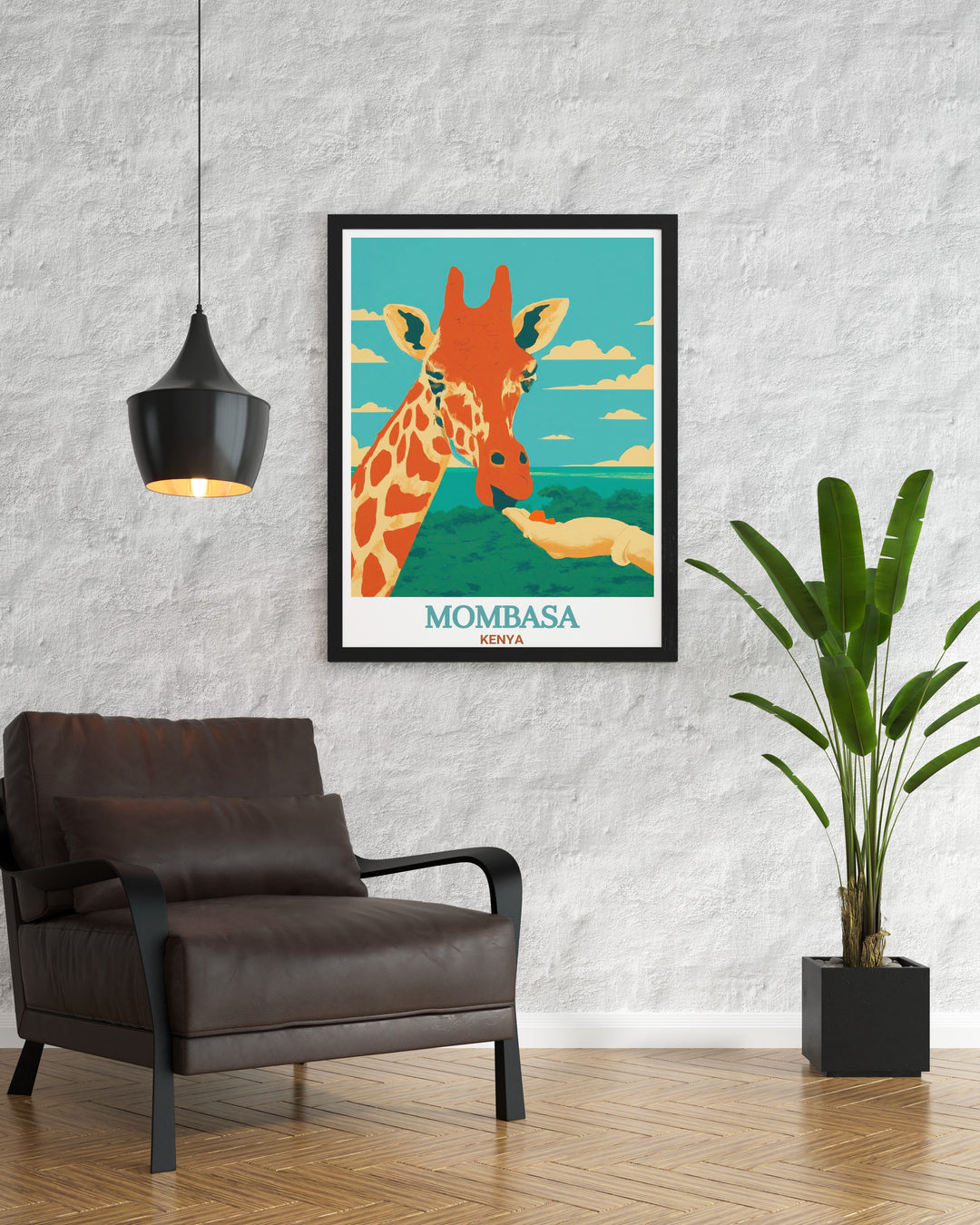 This Mombasa Poster Print captures the beauty of Haller Park, a stunning wildlife sanctuary in Kenya. Perfect for those who appreciate African landscapes, this art print brings the charm of Kenya into your home decor.