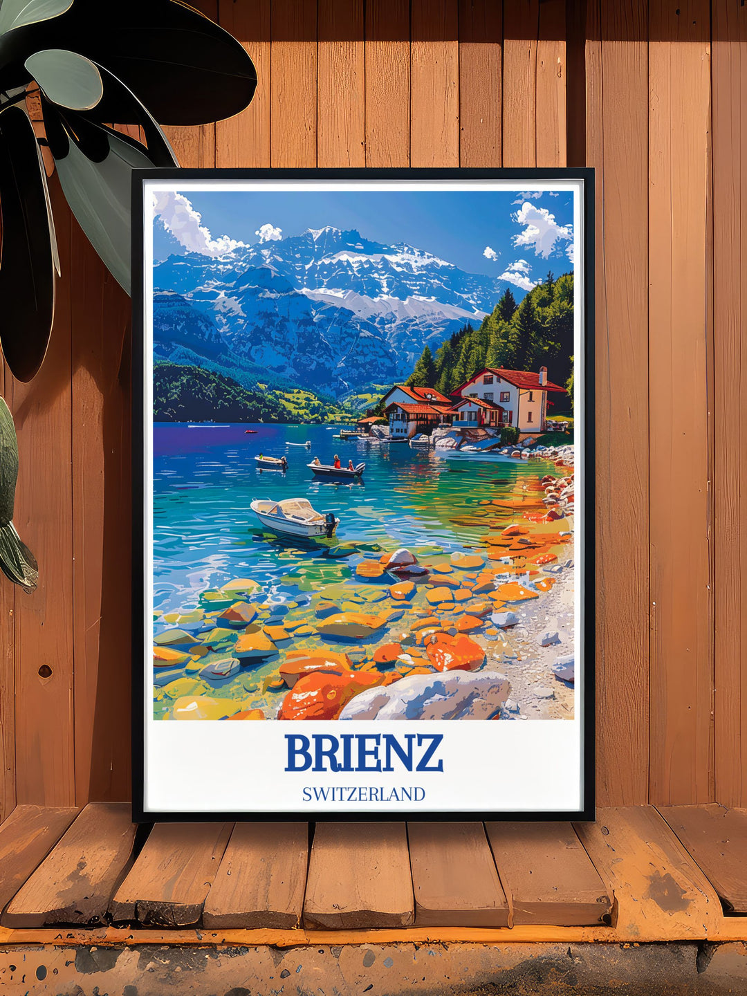 Lauterbrunnen print featuring Lake Brienz and Brienzer Rothorn showcasing the picturesque landscapes of the Swiss Alps this stunning artwork is perfect for those who appreciate natures beauty and elegance