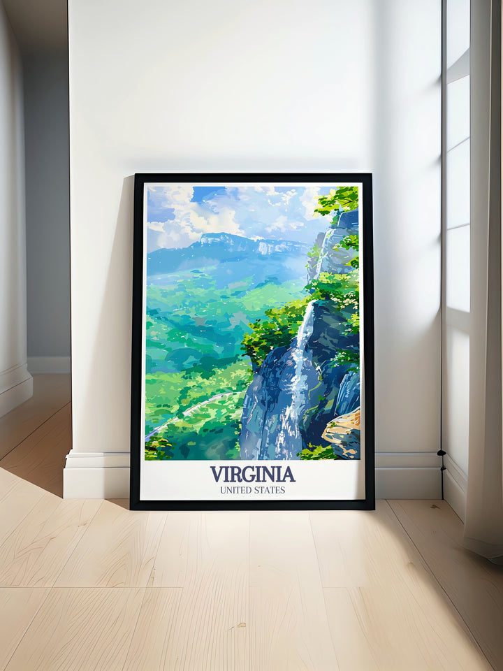 Beautiful Richmond Poster featuring a detailed city map with Shenandoah National Park Skyline Drive elements perfect for wall art and personalized gifts adding a touch of vintage charm and historical significance to any home or office decor.