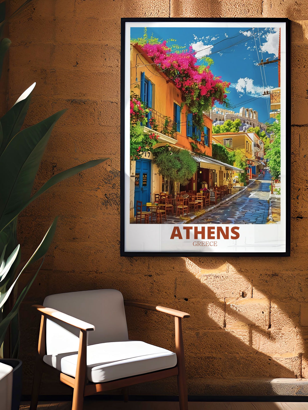 Athens Art Print featuring PlakaNeighborhood an ideal piece for traveler gifts and home decor highlighting the beauty and culture of one of Athens most iconic neighborhoods