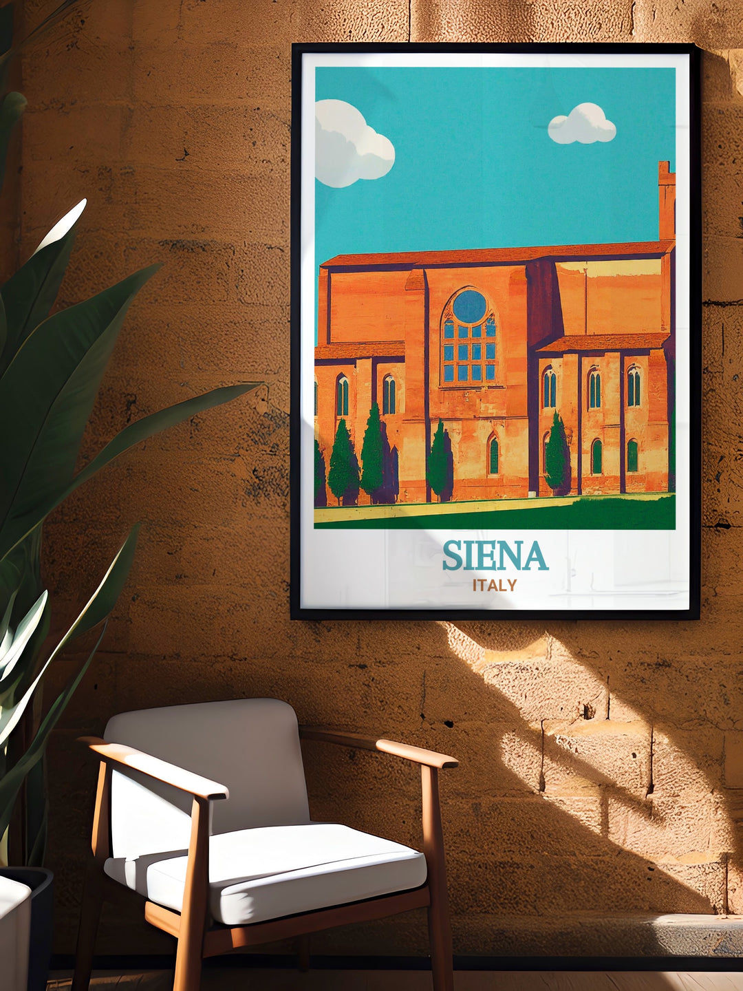 Sienas architectural beauty comes alive in this fine line print featuring the Basilica of San Domenico. The black and white matted design adds sophistication to any home or office space perfect as a gift for anniversaries birthdays or holidays.