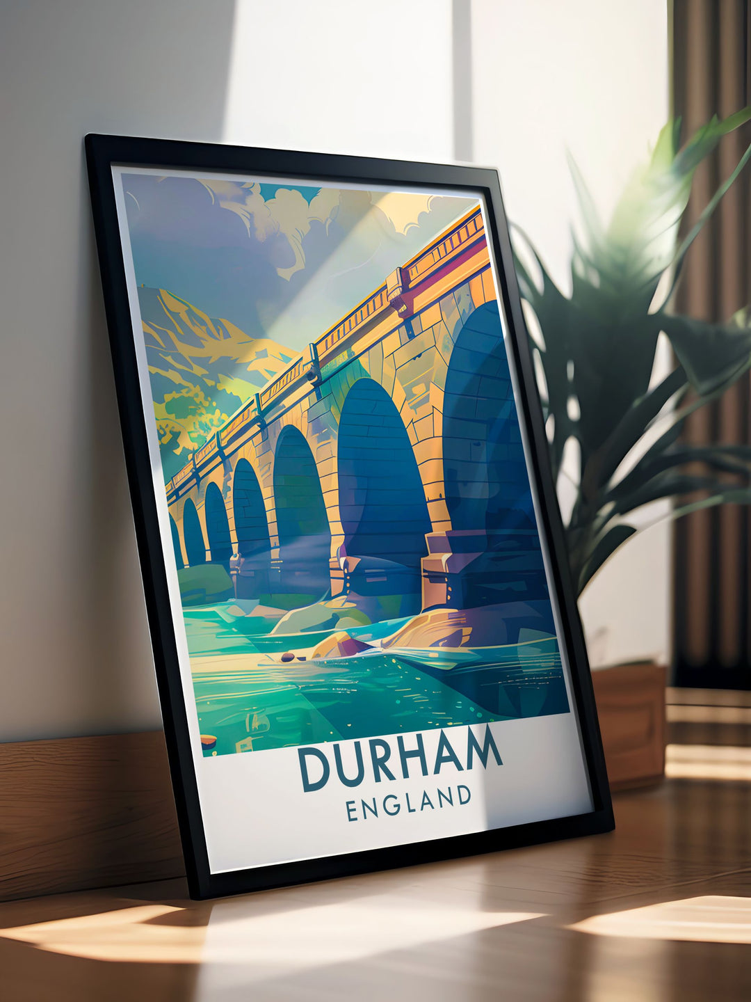 The natural beauty of Durham and the serene flow of the River Wear are captured in this art print, perfect for adding a touch of Englands charm to your home.