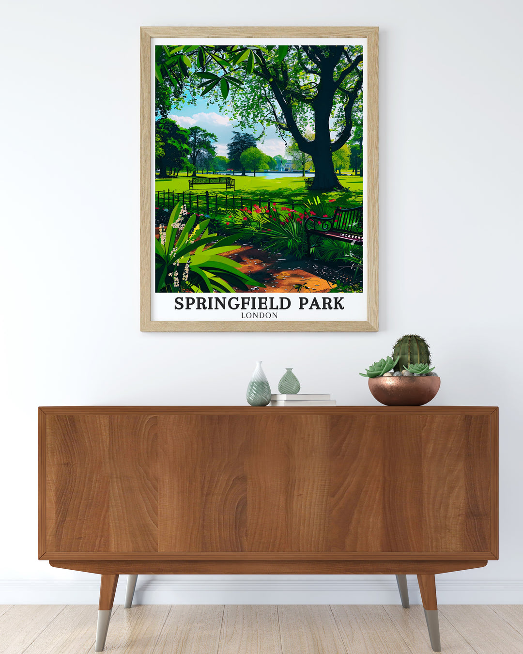 Stunning Upper Clapton Print featuring The White Lodge The Pond and Springfield Park an ideal addition to any collection of vintage travel prints or bucket list prints showcasing Londons iconic parks and natural landscapes.