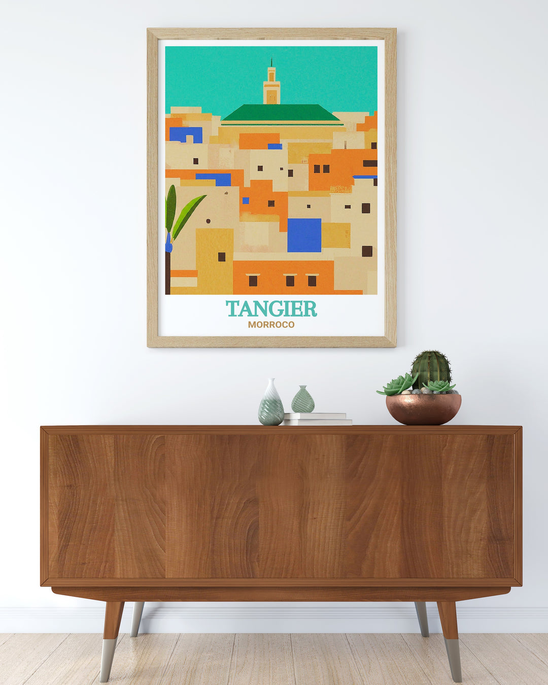 A captivating Tangier poster print showcasing the heart of the Medina. This vibrant Morocco travel print highlights the dynamic atmosphere of this Moroccan city, making it an ideal addition for travelers and cultural enthusiasts.