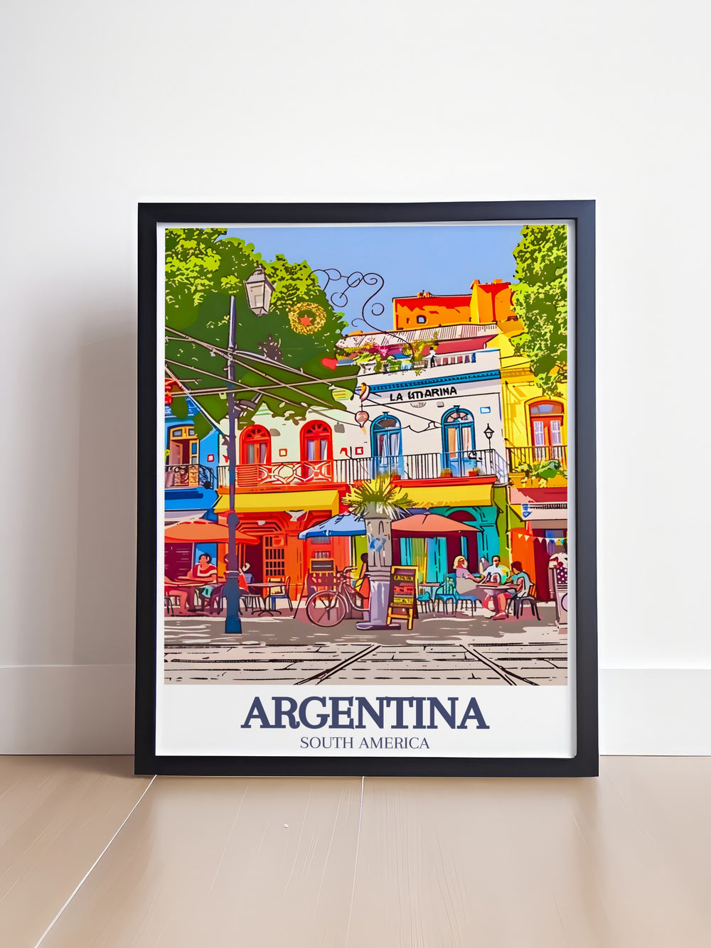 Stunning Buenos Aires, La Boca artwork showcasing the iconic architecture and cultural vibrancy of the area. This Argentina art piece is ideal for any space that needs a burst of color and energy. A great gift for anyone who loves travel and art.
